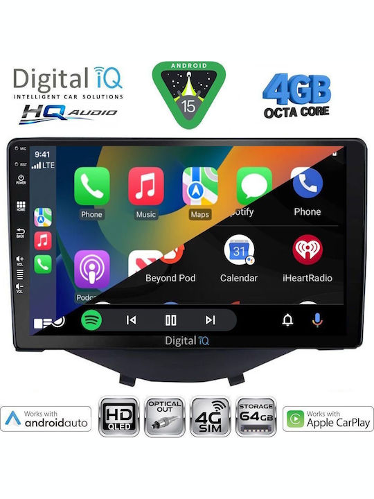 Digital IQ Car Audio System for Toyota Aygo 2014-2022 Bluetooth USB WiFi GPS Apple CarPlay Android Auto with 9" Touch Screen
