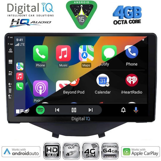 Digital IQ Ηχοσύστημα Αυτοκινήτου για Toyota Aygo 2014-2022 (Bluetooth/USB/WiFi/GPS/Apple-Carplay/Android-Auto) με Οθόνη Αφής 9"