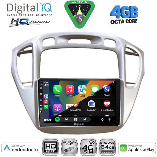 Digital IQ Car Audio System for Toyota Highlander 2002-2009 Bluetooth USB WiFi GPS Apple CarPlay Android Auto with 9" Touch Screen