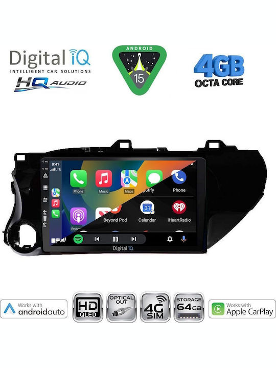 Digital IQ Car Audio System for Toyota Hilux 2017 Bluetooth USB WiFi GPS Apple CarPlay Android Auto with 10" Touch Screen