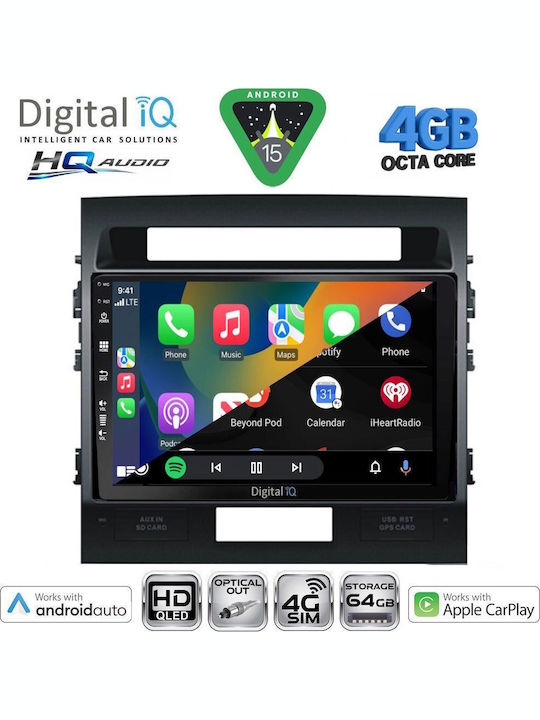 Digital IQ Car Audio System for Toyota Land Cruiser 2008-2015 Bluetooth USB WiFi GPS Apple CarPlay Android Auto with 10" Touch Screen