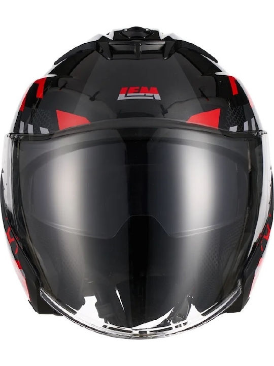 Flighter Schwarz/Rot/Grau Motorradhelm Jet ECE 22.06 mit Sunvisor