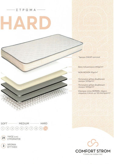 Comfort Strom Orthopedic Mattress 90x190x21cm with Springs