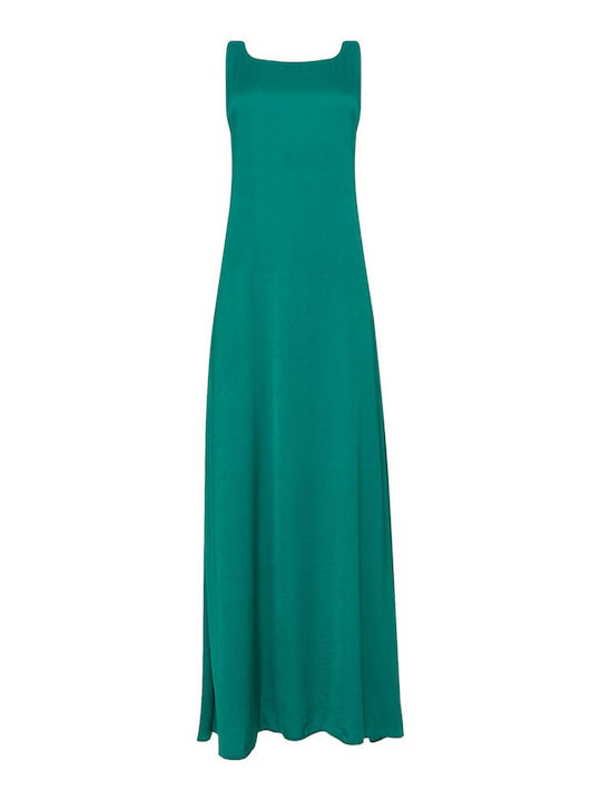 Καλοκαιρινό Maxi Φόρεμα για Γάμο / Βάπτιση Σατέν Emerald