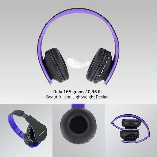 PowerLocus Căști Audio Wireless Cu Fir Over Ear Cu Radio Cu 15 Ore Autonomie Violet