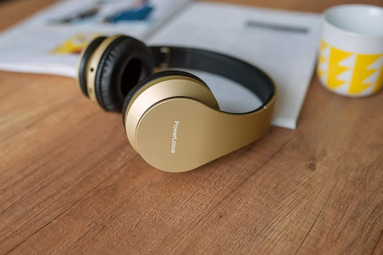 PowerLocus P1 Безжични / Жични Over Ear Слушалки с Радио с 15 часа Работа Златисти