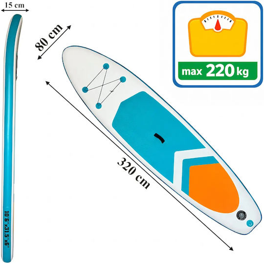 Placă SUP Gonflabilă cu Lungime 3.2m Albastră