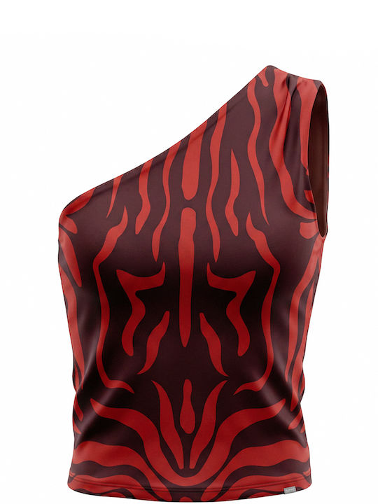 Women's One Shoulder Printed Blouse