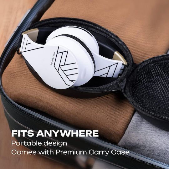 PowerLocus P2 Wireless / Wired Over Ear Headphones with Radio with 20 Hours Playing Time Black / White