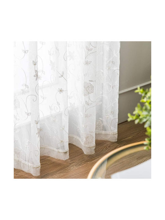 Miulee Κουρτίνα Παραθύρου με Τρουκς Gray 140x175εκ.