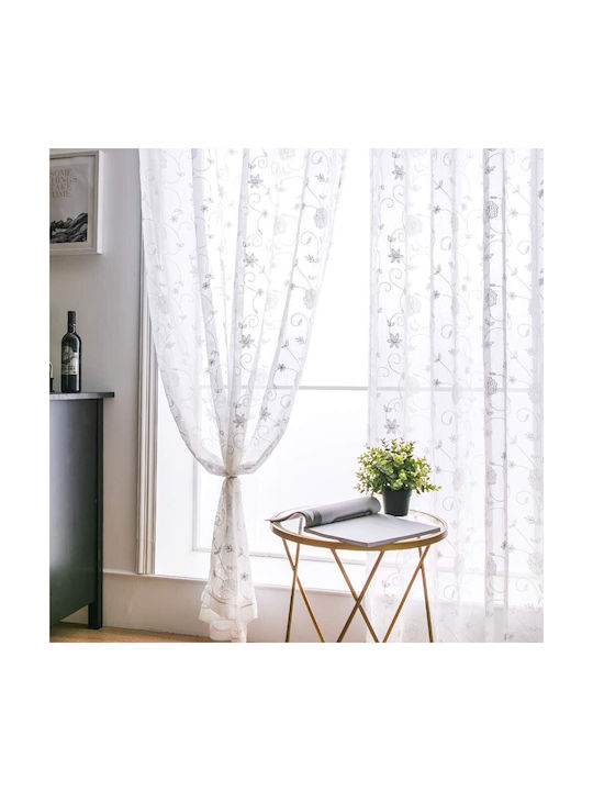 Miulee Κουρτίνα Παραθύρου με Τρουκς Gray 140x175εκ.