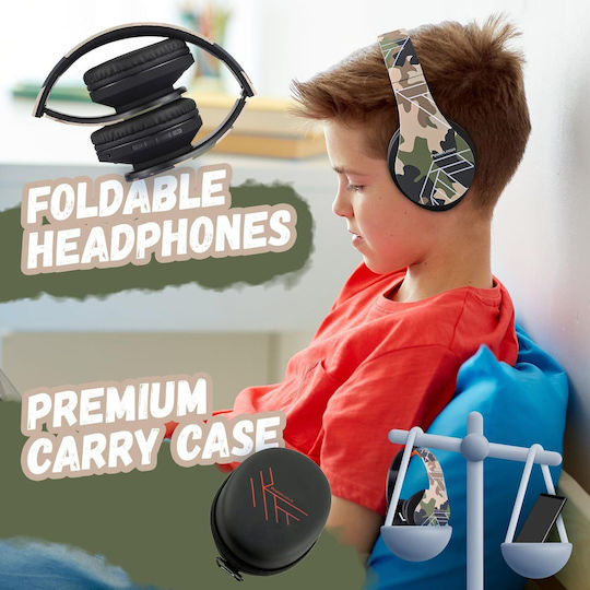 PowerLocus P2 Kids Ασύρματα / Ενσύρματα Παιδικά Over Ear Ακουστικά με Ραδιόφωνο με 15 ώρες Λειτουργίας Πολύχρωμα
