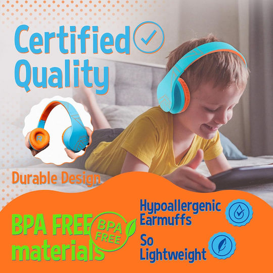 PowerLocus P2 Kids Ασύρματα / Ενσύρματα Παιδικά Over Ear Ακουστικά με Ραδιόφωνο με 20 ώρες Λειτουργίας Γαλάζια