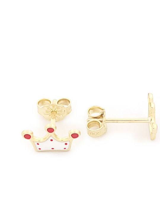 Kids Earrings Studs Crowns Made of 9K Gold