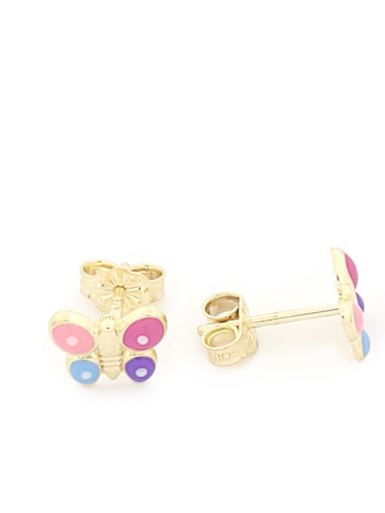Kids Earrings Studs Butterflies In 9K Gold