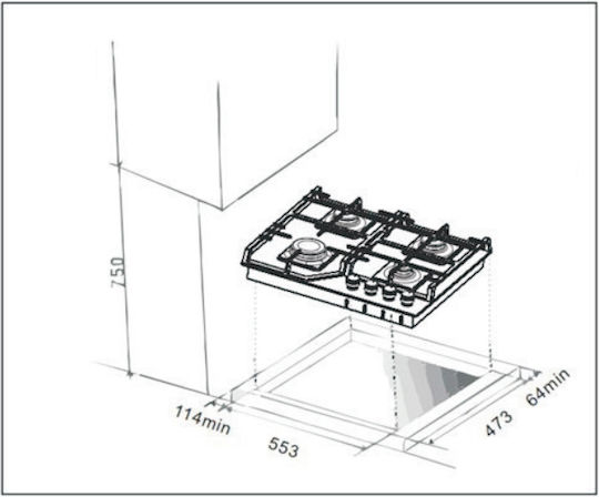 Thermogatz TGC 2460 GL Autonomous Natural Gas Cooktop 58x50cm