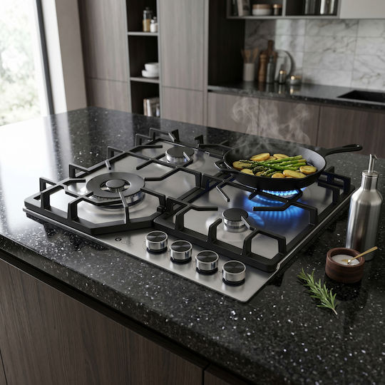 Thermogatz TGC 6014 IX Natural Gas Autonomous Cooktop Inox 58x50cm Silver