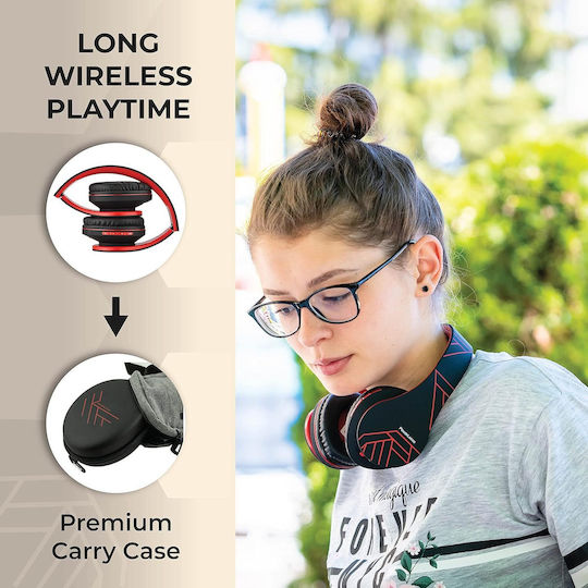 PowerLocus P2 Wireless / Wired Over Ear Headphones with Radio with 15 Hours Playing Time Black