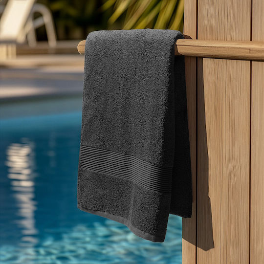 Beauty Home Aura Art Πετσέτα Microfiber Σώματος 550gr/m² Μαύρη 220x90εκ.