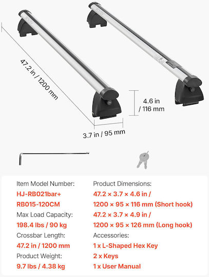 Vevor Universal Aluminum Car Roof Bars Set with Roof Rack Legs and Lock