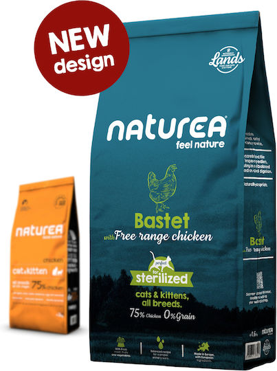 Naturea Lands Ξηρά Τροφή για Στειρωμένες Γάτες με Κοτόπουλο 1.6kg