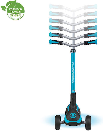 Globber Kinderroller Klappbar Ultimum Lights 3-Rad mit LED-Beleuchtung für 5+ Jahre Türkis