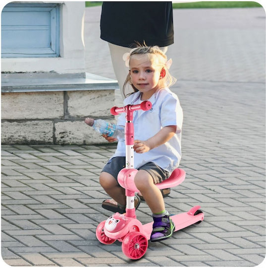MalPlay Scuter Copii 3 Roți Cu Iluminare LED Pentru Vârsta 3+ Roz