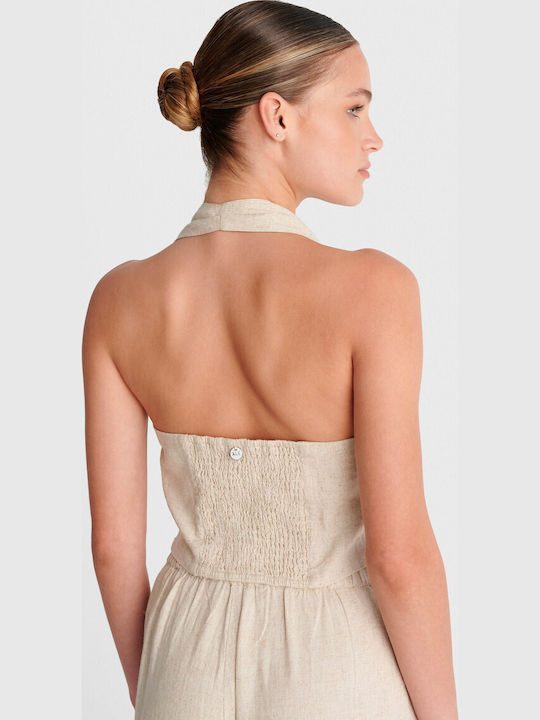 Women's Summer Sleeveless Beige Blouse