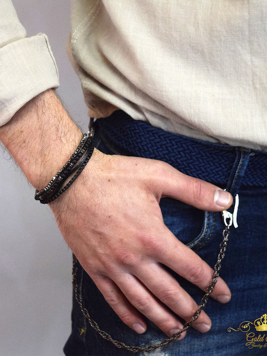 Chrysostomos Men's Macrame Steel Bracelet