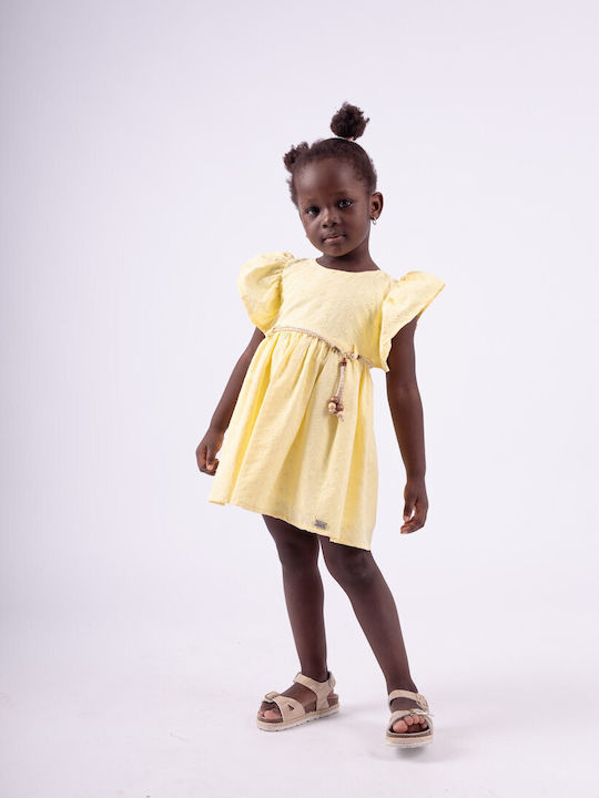 All Yellow Children's Dress Short Sleeve Set with Accessories Rose Yellow