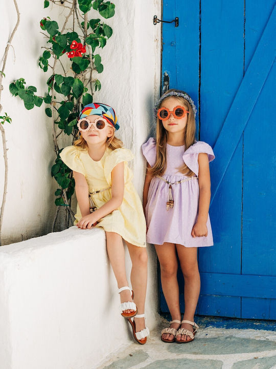 All Yellow Children's Dress Short Sleeve Set with Accessories Rose Yellow