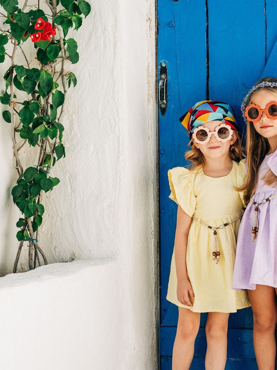 All Yellow Children's Dress Short Sleeve Set with Accessories Rose Yellow