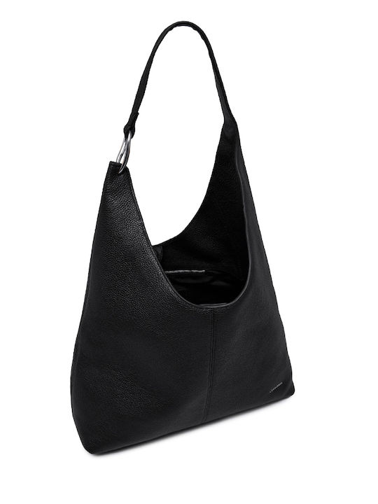 Leder Damen Schultertasche Schwarz