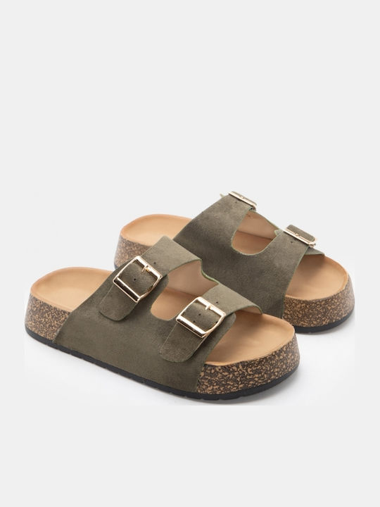 Sandale Casual Damă Flatforme Kaki