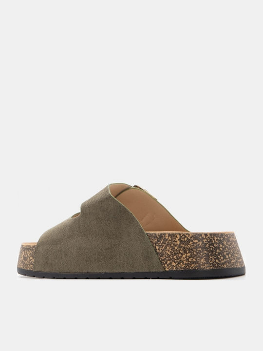 Sandale Casual Damă Flatforme Kaki