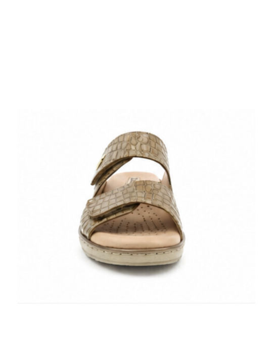 Leather Women's Anatomic Flat Sandals Beige