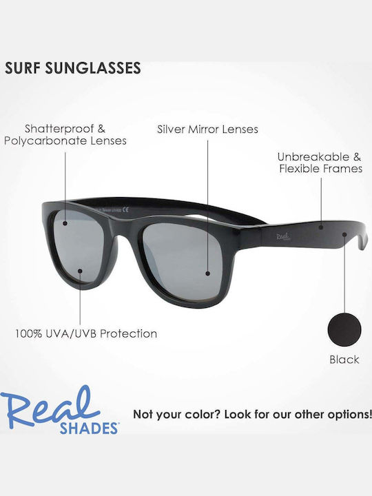 Real Shades Unbreakable Kids Sunglasses with Mirror Lens Black for 2-4 Years RS-4EDGTRT