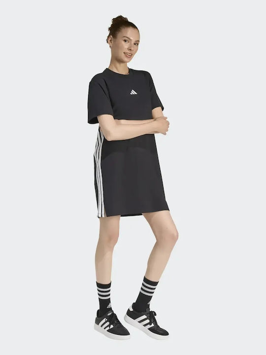 Essentials 3-stripes Καλοκαιρινό Mini Αθλητικό Φόρεμα T-shirt Κοντομάνικο Black/white