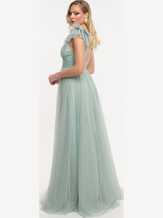 Summer Maxi Dress for Wedding Christening with Tulle Mint