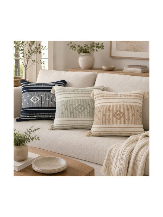My Home Luxury Decorative Pillow Case Green/Cream 45x45cm