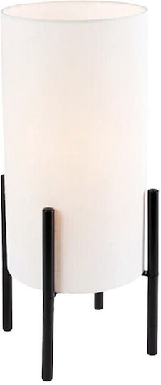 VK Lighting Υφασμάτινο Πορτατίφ για Ντουί E27 με Λευκό Καπέλο και Βάση