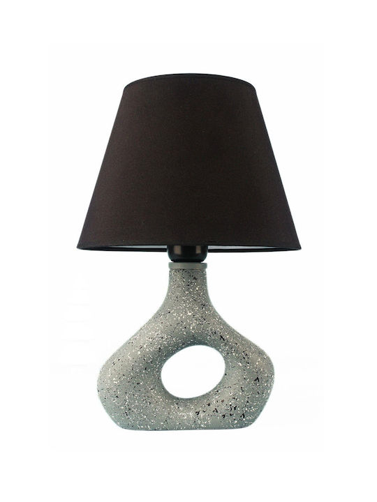 Ceramic Table Lamp Green Gray With Circular Design 25x36cm