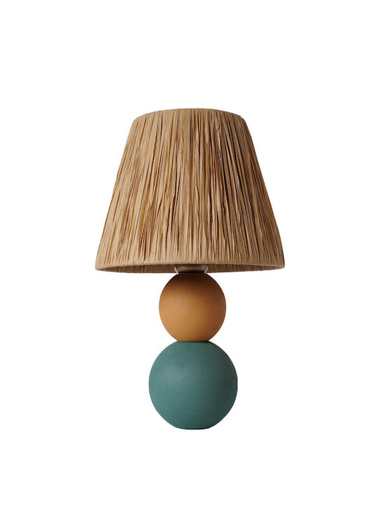 Dekoratives Handgefertigtes Holz Tischlampe Grünes Braunes 20x35cm