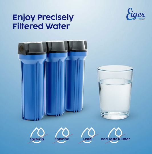 Eiger Water Filtration System Triple Under Sink Micron ½" WF-122-10N-L-3