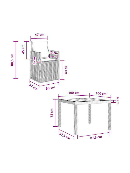 Set Sala De Mese Pentru Exterior 3 Piese Antracit Cu Perne