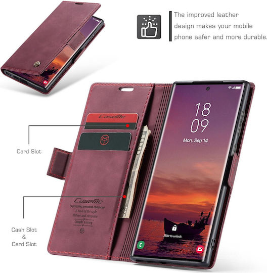 Caseme 013 Samsung Galaxy S25 Ultra 5g Retro Leather Book Case Red