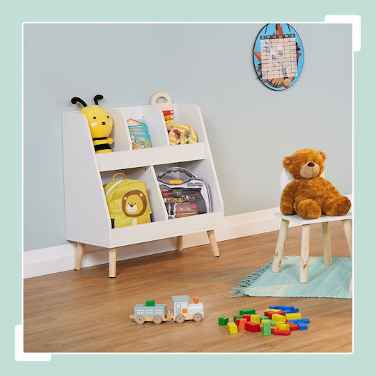 Relaxdays Toy Organizer Wooden White 66x60x30cm