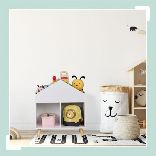 Relaxdays White Wooden Toy Organizer 67x60x30cm
