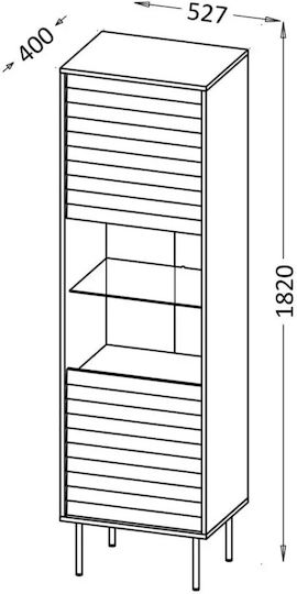 Cortina Vitrină de Pardoseală pentru Sufragerie din Placă Aglomerată Neagră cu Geam 53x40x182cm
