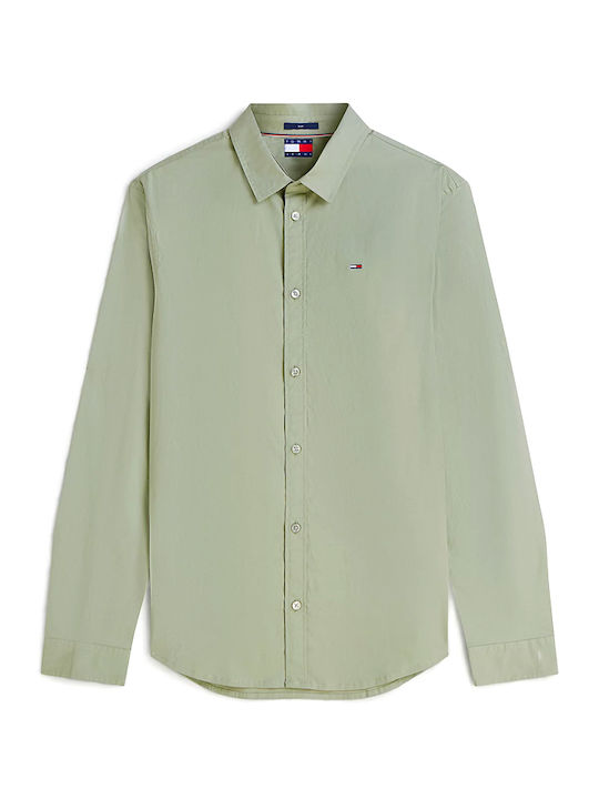 Short Sleeve Denim Shirt in Slim Fit Khaki
